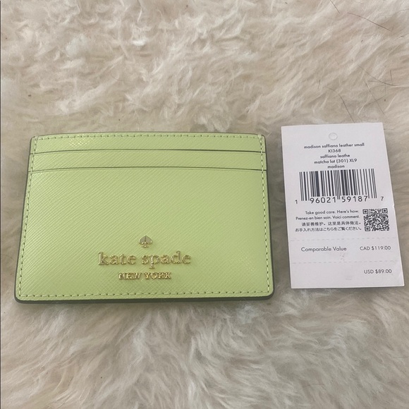 Kate Spade Neon Green Card Holder - Picture 1 of 5